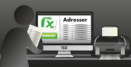 adresseservice tilbydes via ved at modtage liste i Excel format